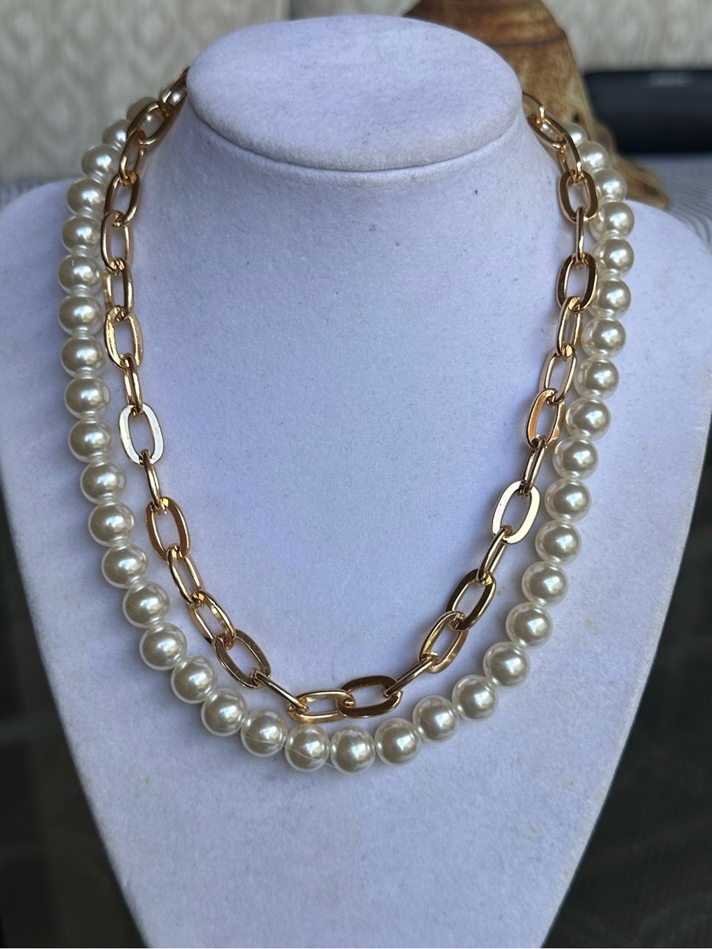 Gold and Pearl Layered Necklace